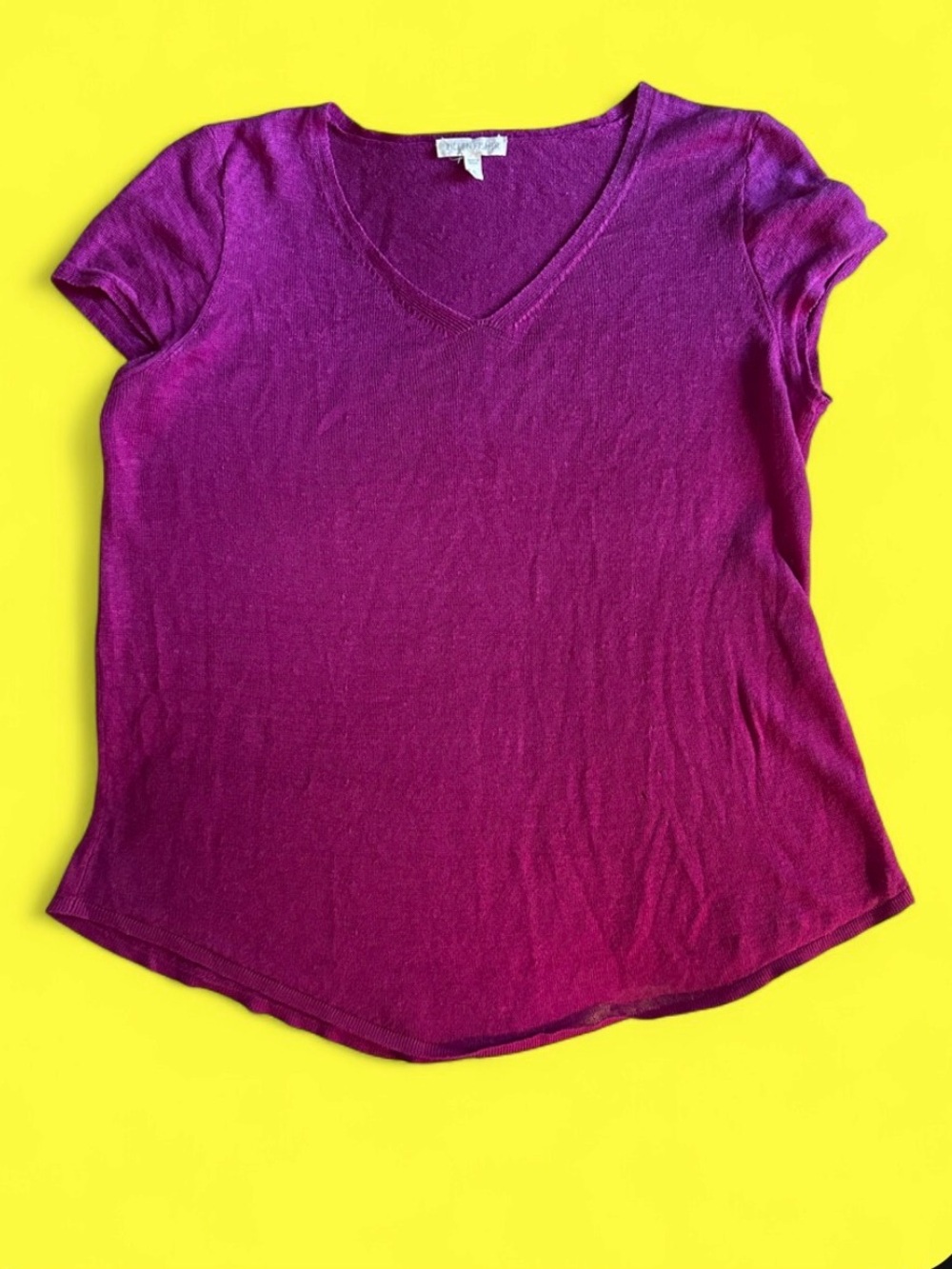 Eileen Fisher organic linen pink purple sheer 100% organic linen top in a S